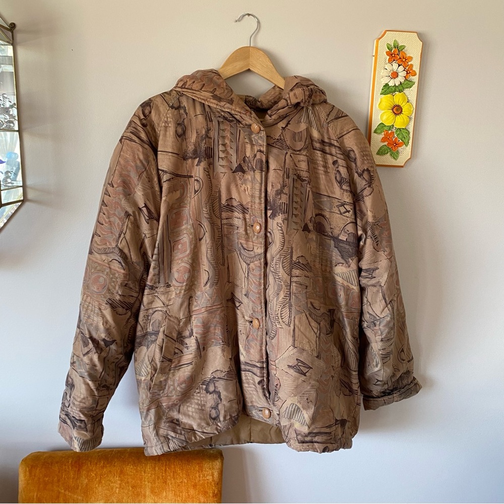 Vintage Eatons Neutral Patterned Puff Jacket